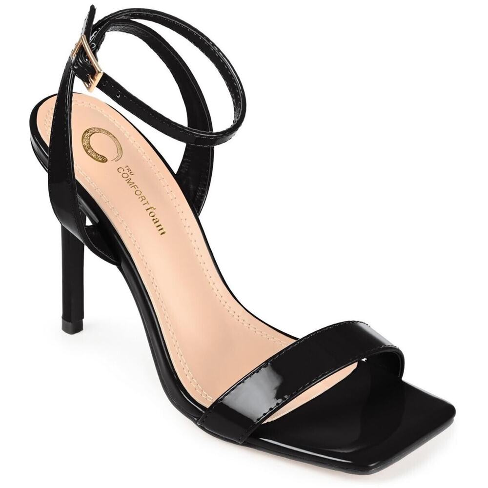 Journee Collection Womens Dorian Patent Open Toe Pump Size 10 Black